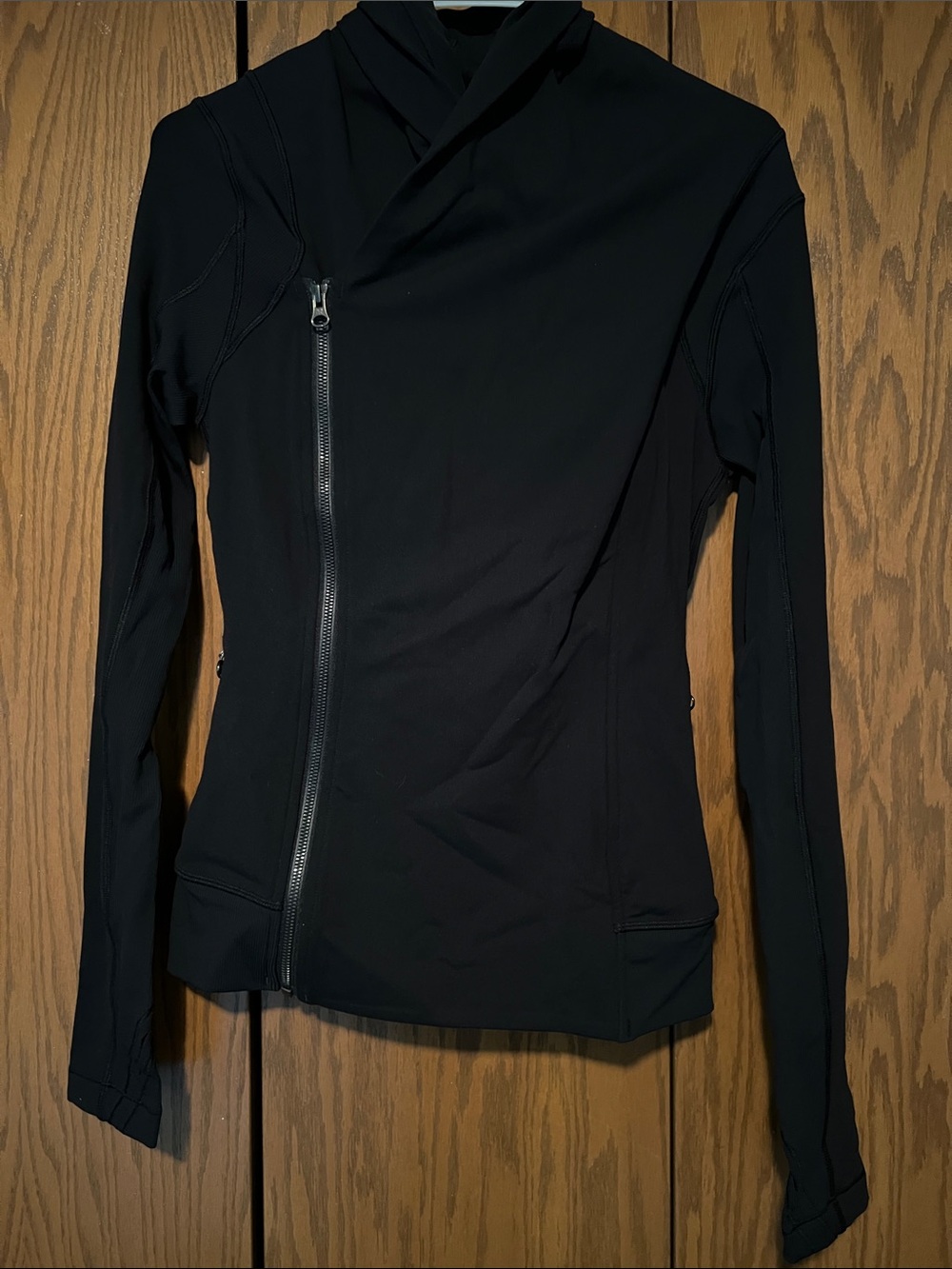 lululemon athletica Black Asymmetric Zip Hoodie